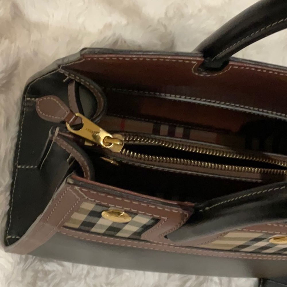 Burberry Black & Brown Plaid Tote Bag - Picture 4 of 8